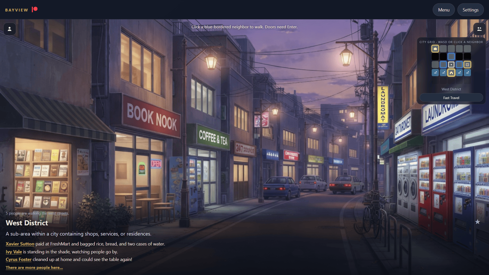 Visual Novel layout with the picture filling the screen